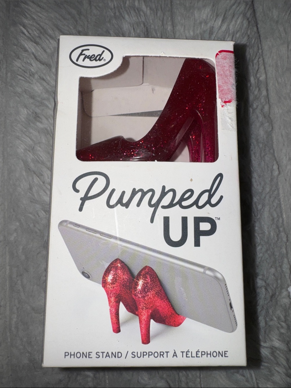 Fred Pink-Red Glitter High Heel Phone Stand